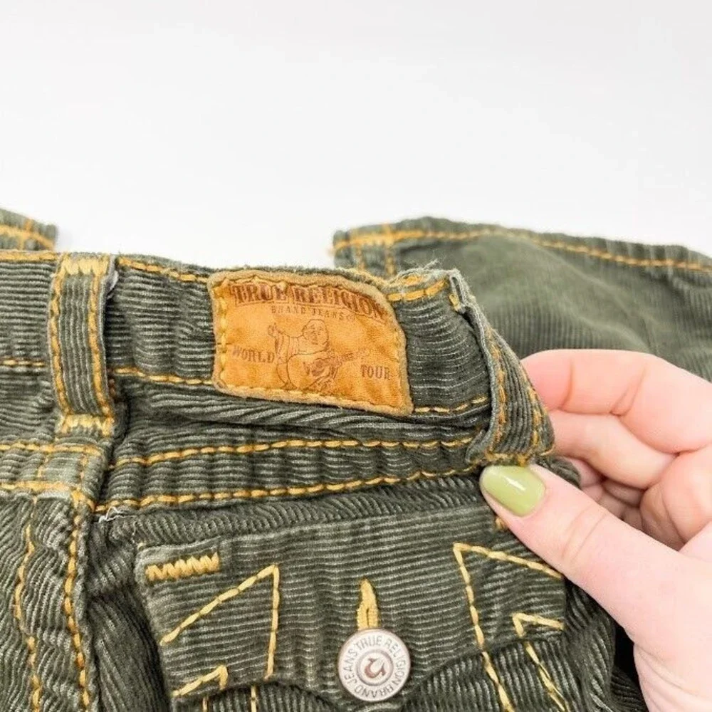True Religion Corduroy Pants Kids Girls Classic Stretch Wide Leg Green Size 4 - Picture 3 of 9